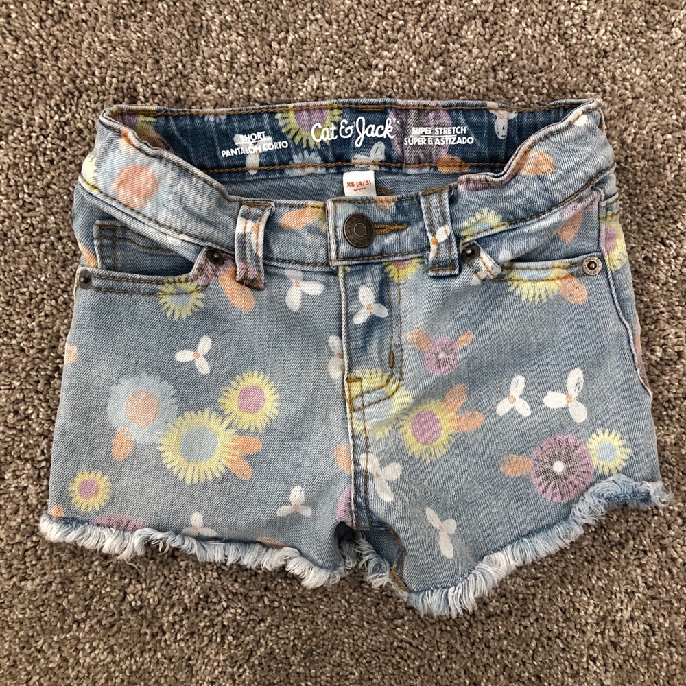 Cat and jack stretch floral jean shorts